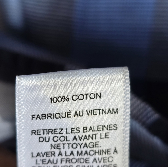 Express Plaid Shirt Mens Sz S Blue Black White Long Sleeve Button Up Academia - Picture 11 of 11